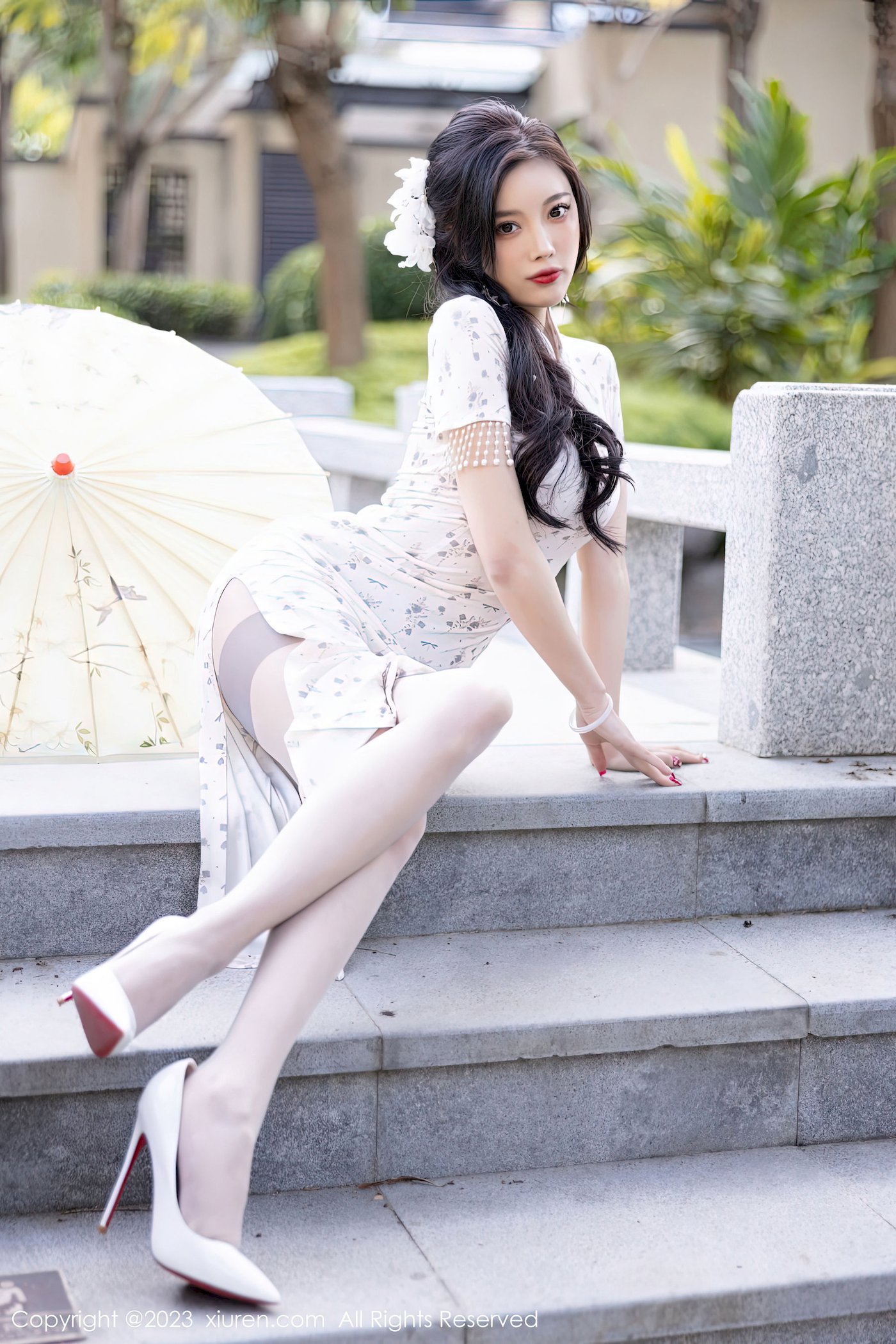 杨晨晨Yome - 旗袍服饰+诱人灰丝海南岛旅拍