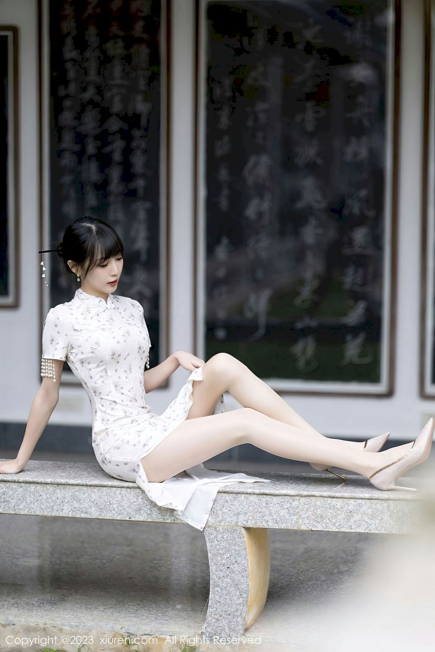 林星阑 - 短款旗袍+原色丝袜海南旅拍