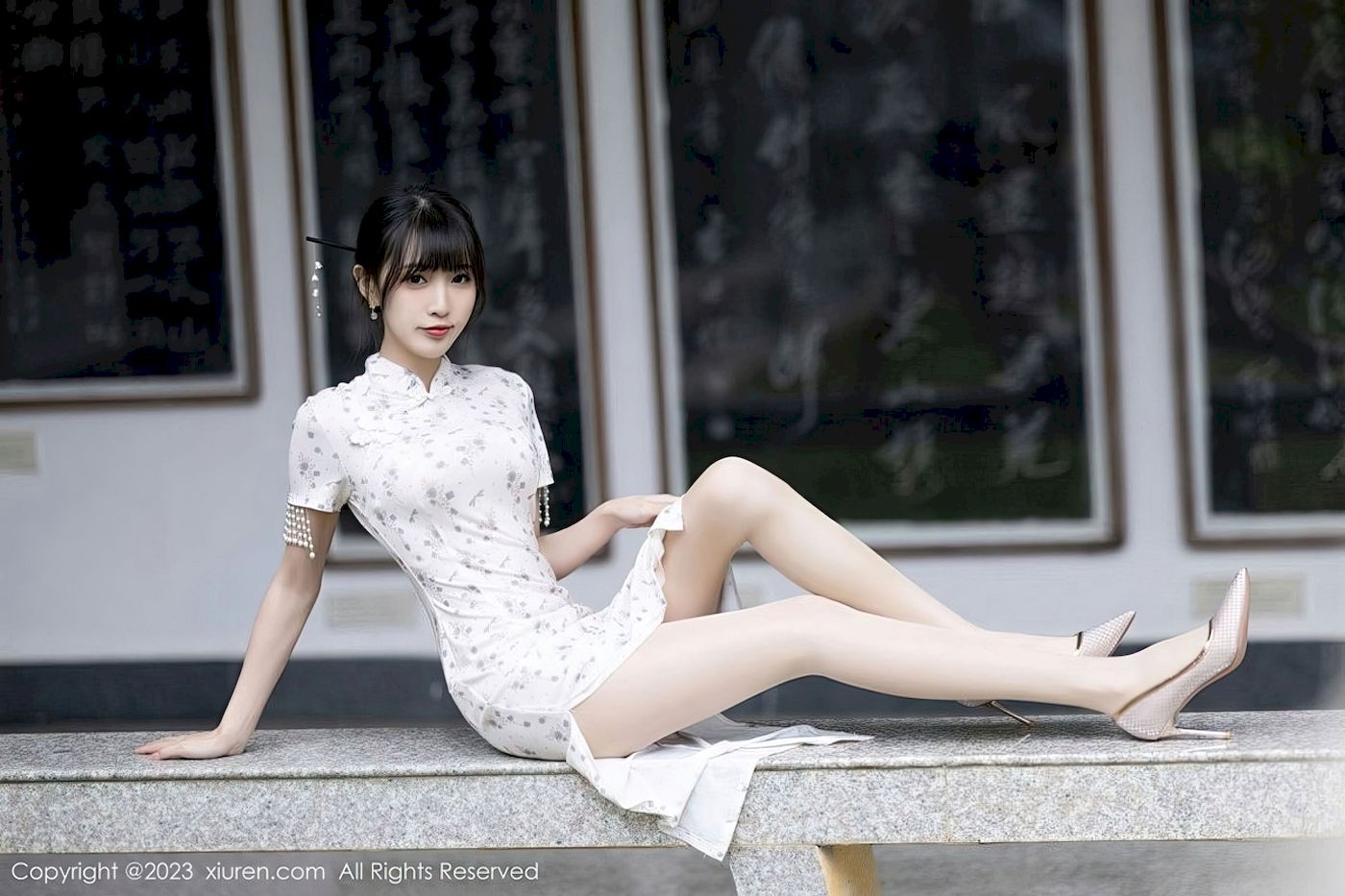 林星阑 - 短款旗袍+原色丝袜海南旅拍