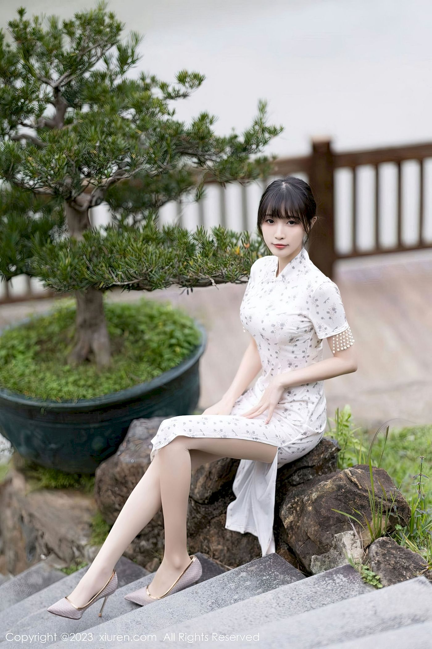 林星阑 - 短款旗袍+原色丝袜海南旅拍